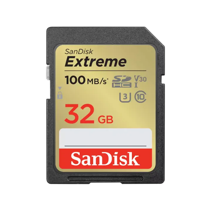 SanDisk Extreme SDHC 32GB 100MB/s R 60MB/s W UHS-I U3 C10 V30 Memory Card