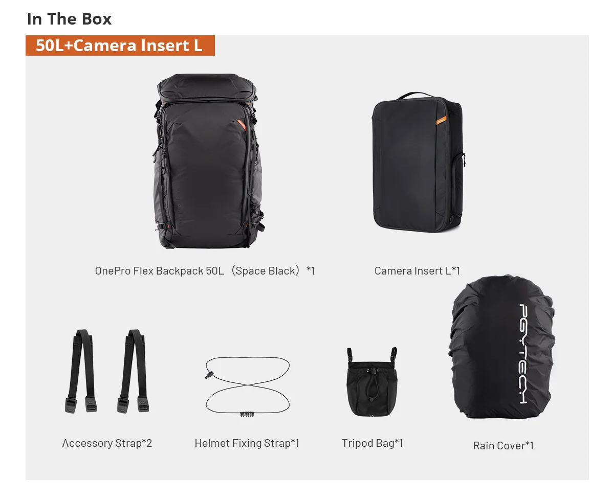 PGYTECH OnePro Flex Backpack 50L (Space Black) + Camera Insert L - Image 2