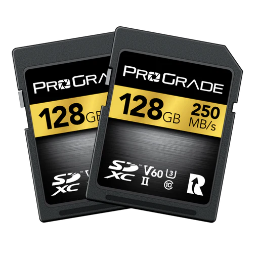 PGSD128GBK2NA - ProGrade Digital 128GB SDXC UHS-II V60 Memory Card (Gold) - Twin Pack