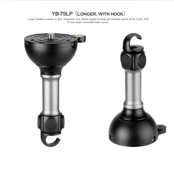Leofoto YB-75LP Long Handle 75mm Levelling Base with Hook