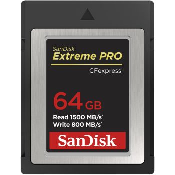 SANDISK EXTREME PROÂ¨ CFEXPRESSÂª CARD TYPE B, SDCFE 64GB 1500MB/S R 800MB/S W