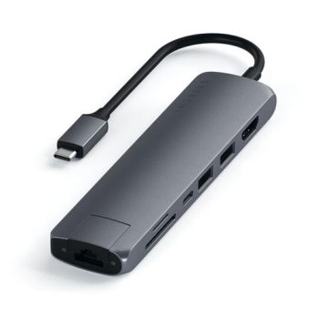 Satechi USB-C Slim Multiport with Ethernet Adapt Space Grey
